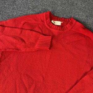 Vintage 70s 80s Grandpa Sweater Red‎ Acrylic Knit Size XL